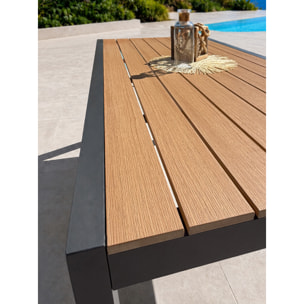 TONGA - Table de jardin en alu plateau polywood aspect bois