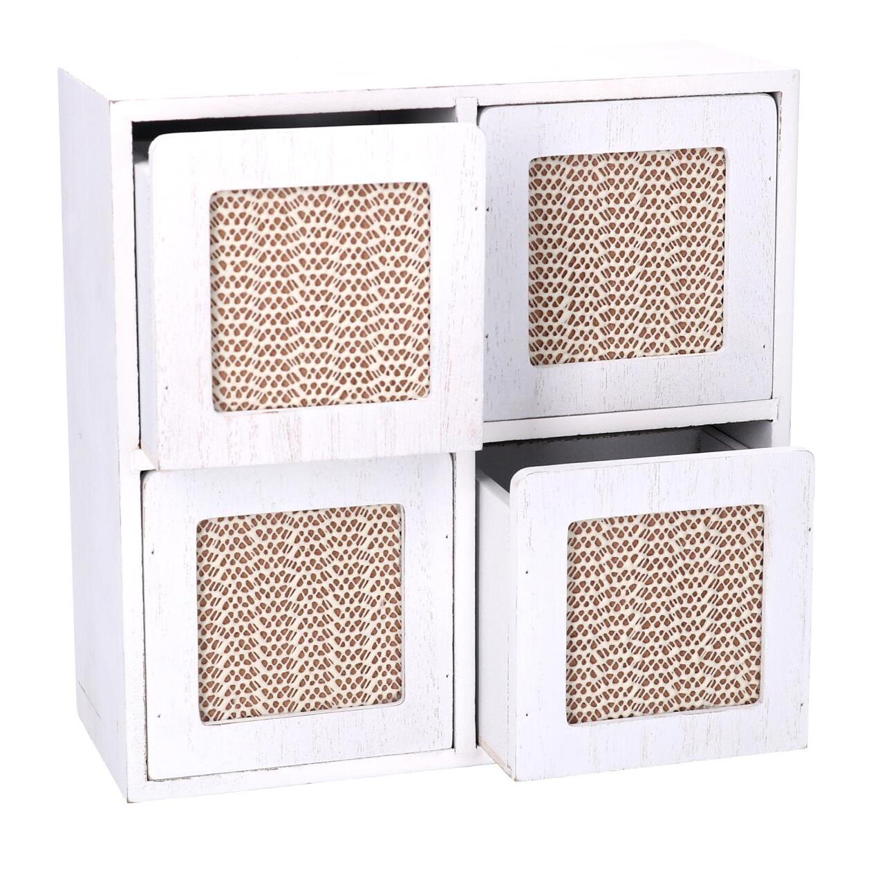 Portatutto in legno bianco quadro cm20x8x20