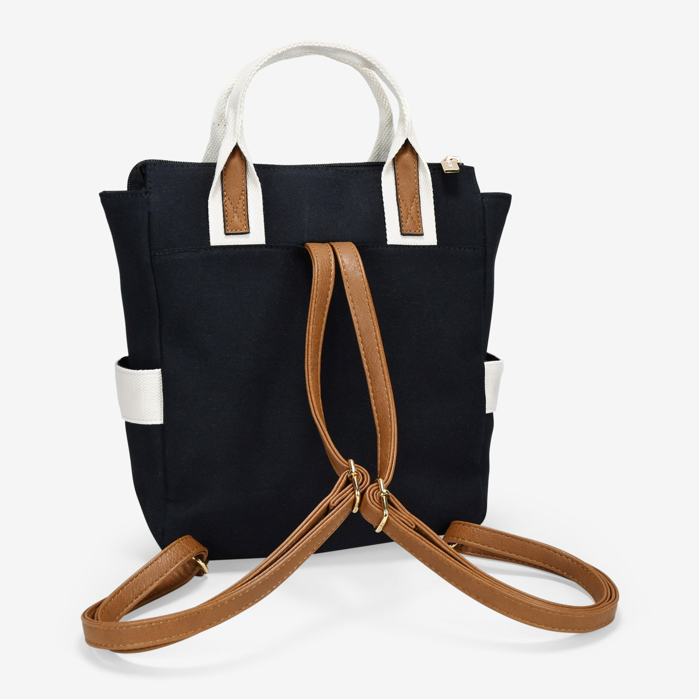 Mochila de canvas negra con bolsillos