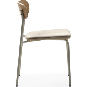 Lot de 2 chaises en tissu et effet bois - SVALA