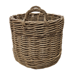 Grand panier rond H. 46 cm en kubu naturel tressé avec anses - ENRICO
