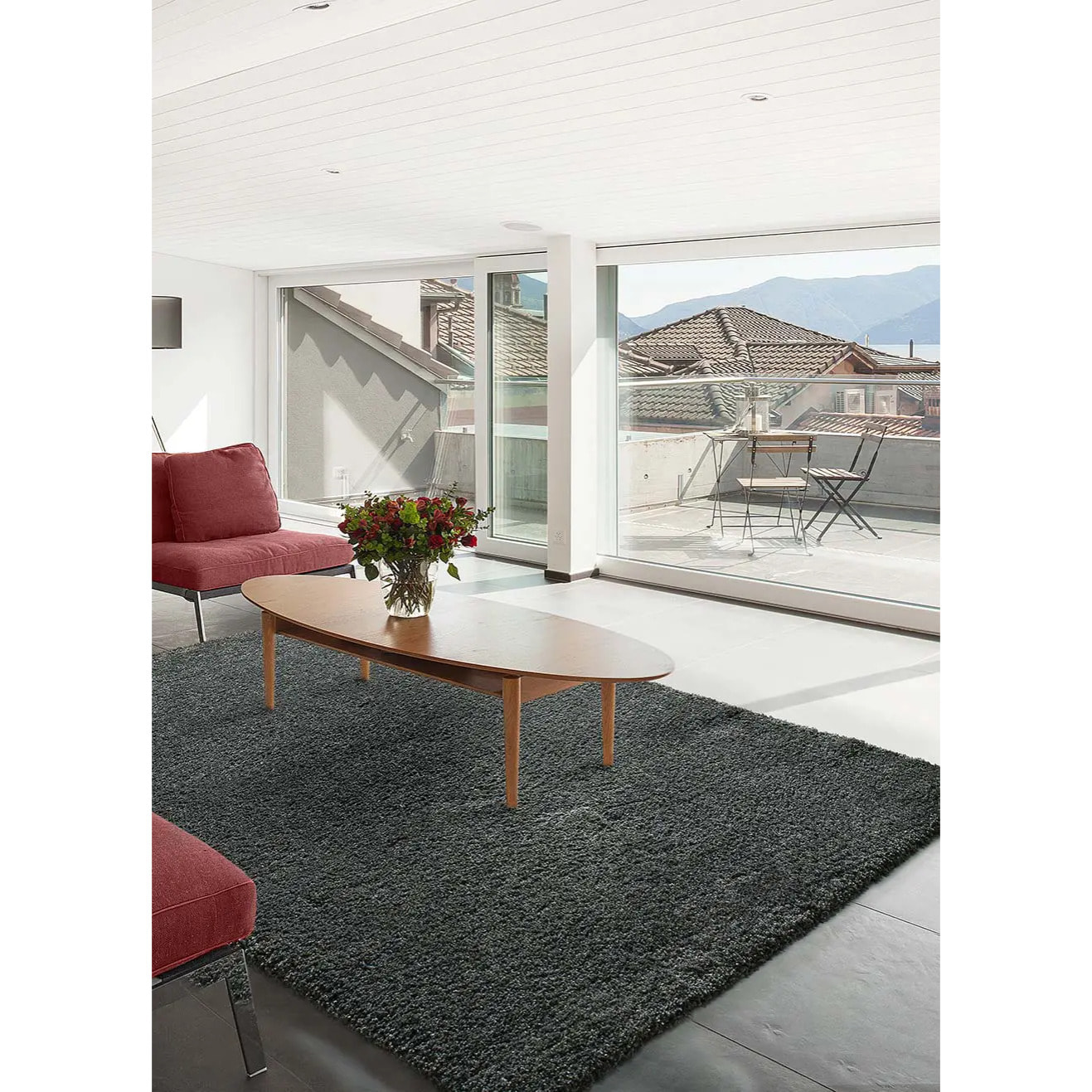 Alfombra lisa de pelo alto Catay antracita, varias medidas disponibles