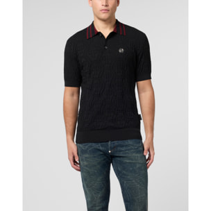 PHILIPP PLEIN Knitted Polo T-Shirt Jacquard Monogram