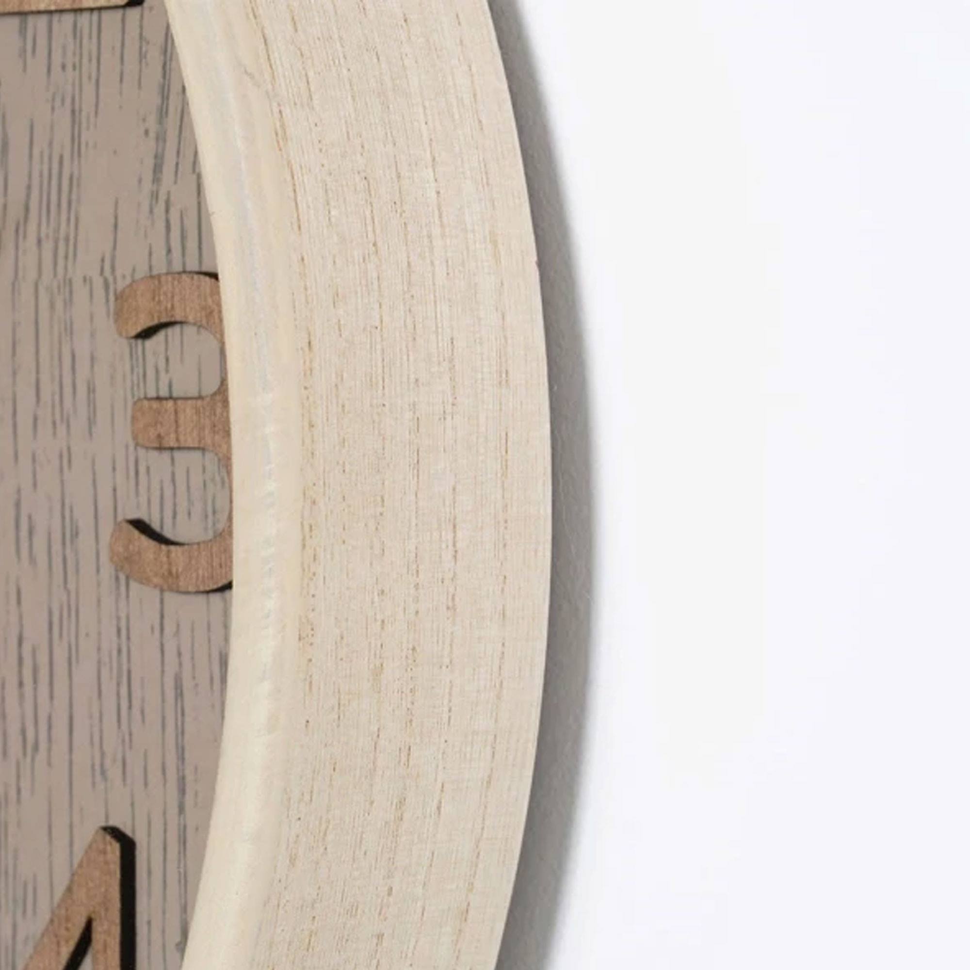 Well Home Reloj de Pared de Madera Aspecto Moderno color Marrón claro Ø38x5 cm