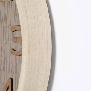 Well Home Reloj de Pared de Madera Aspecto Moderno color Marrón claro Ø38x5 cm