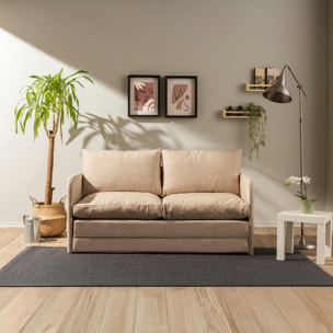 Canapé-lit en lin beige, 2 personnes 140 cm ORURO