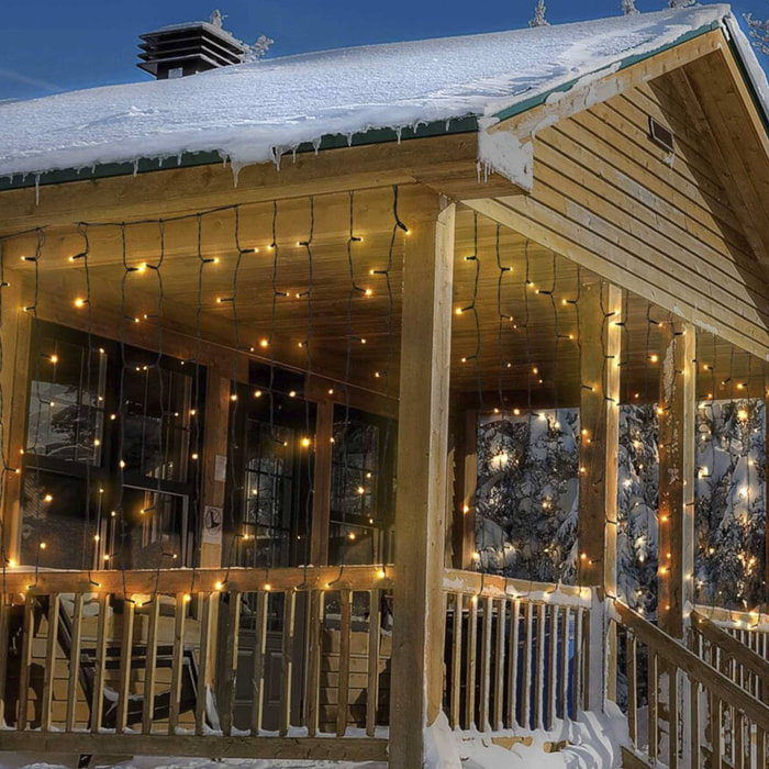 cortina de luces con 400 luces led blanco cálido 300x100cm