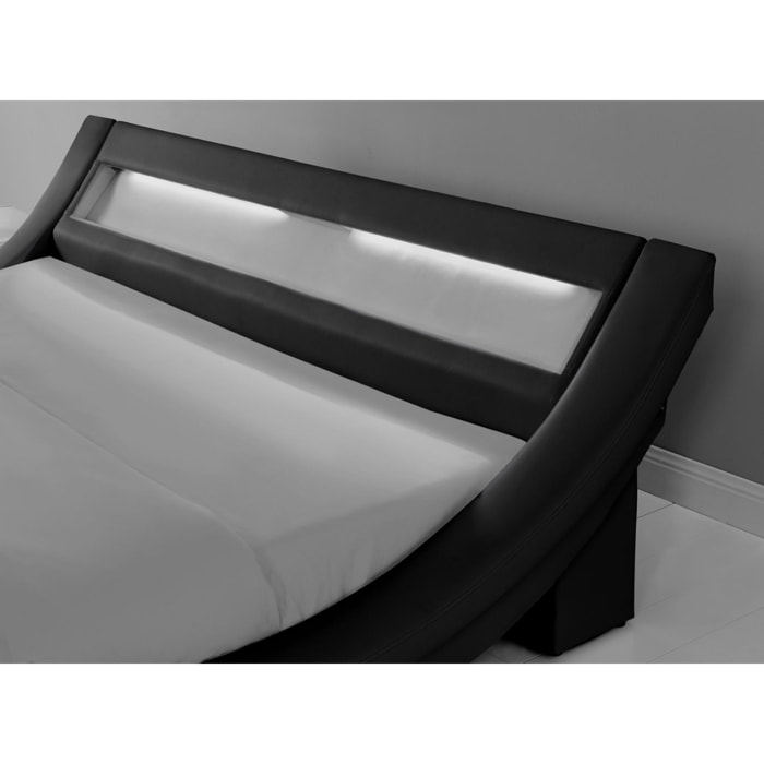 Cadre de lit avec LED 160 x 200 cm en PU noir JULIA