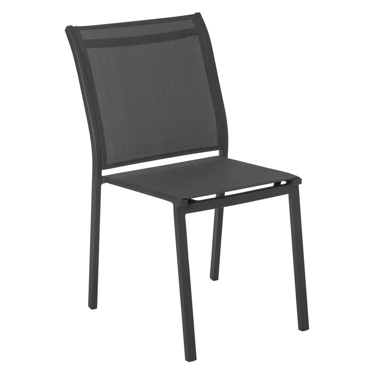Chaise de jardin empilable "Essentia" anthracite & graphite aluminium traité époxy