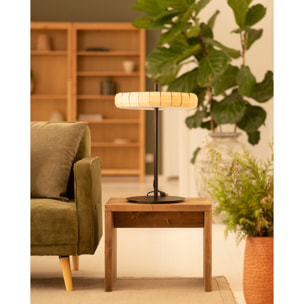 Petite table / tabouret en bois massif au ton chêne fonçé de 45x50cm Hauteur: 45 Longueur: 50 Largeur: 30