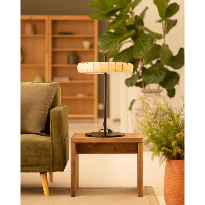 Petite table / tabouret en bois massif au ton chêne fonçé de 45x50cm Hauteur: 45 Longueur: 50 Largeur: 30
