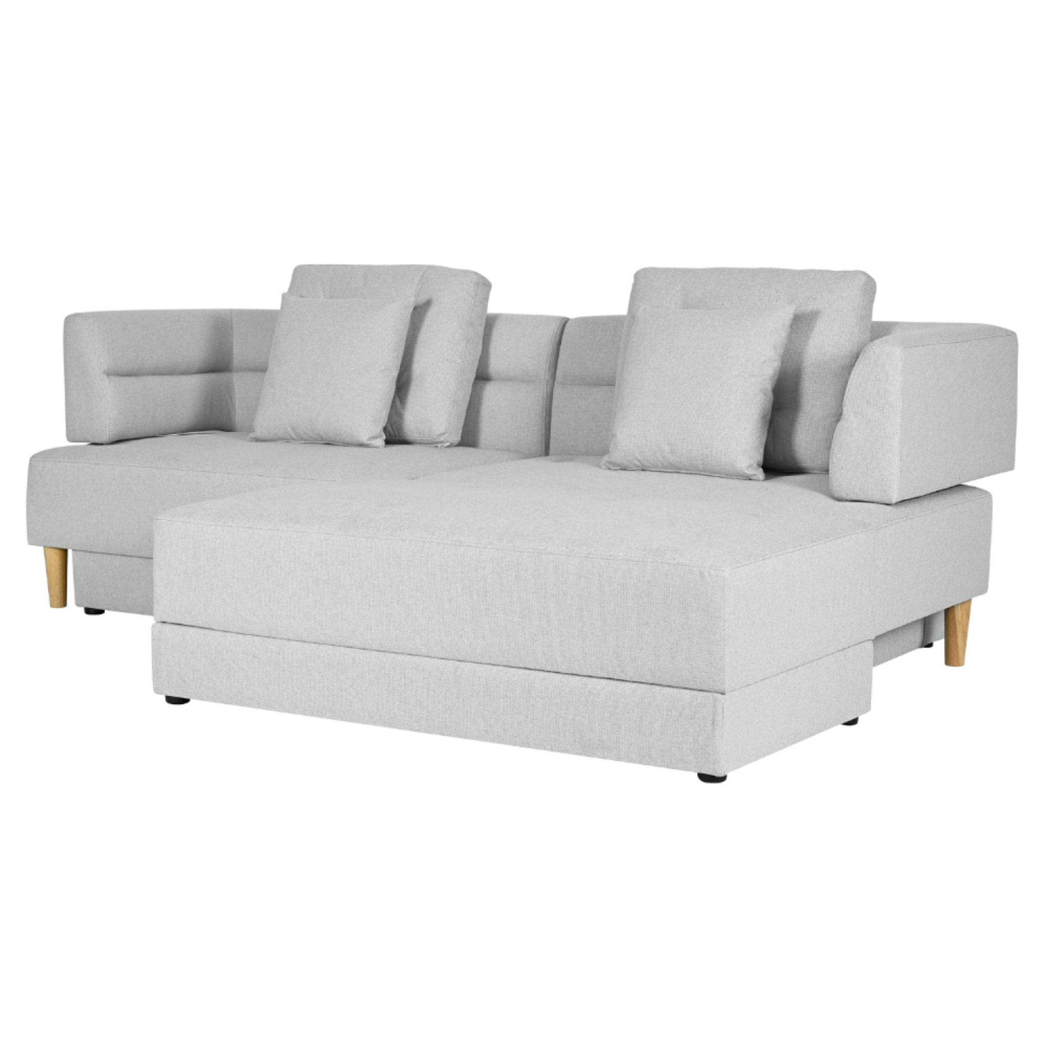 Canapé 4 places multifonction en tissu gris clair COLIN