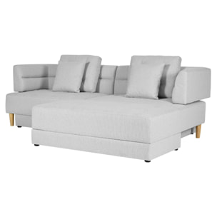 Canapé 4 places multifonction en tissu gris clair COLIN