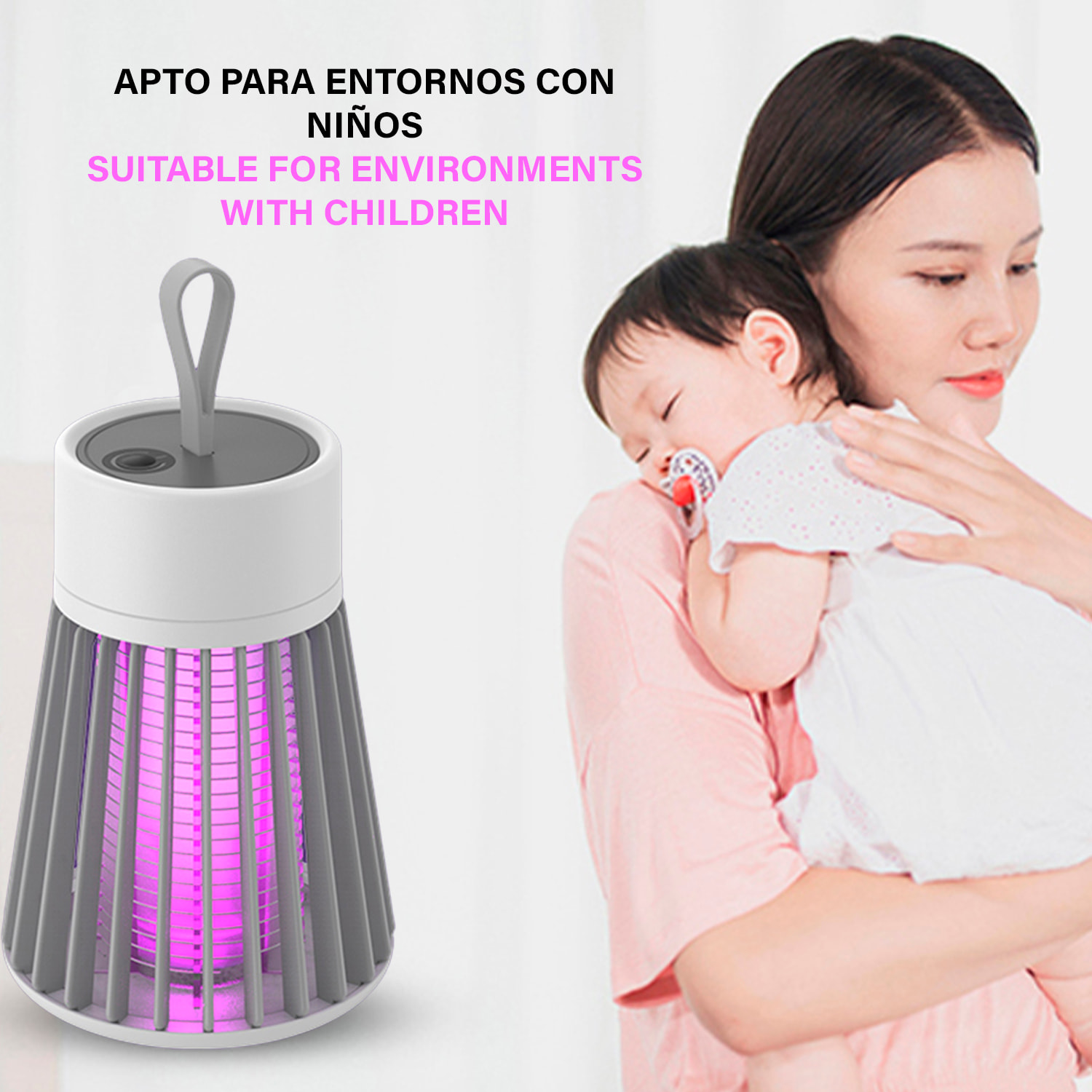 Trappola per zanzare elettrica portatile BG-002 con batteria. Luce 365 NM per catturare le zanzare.