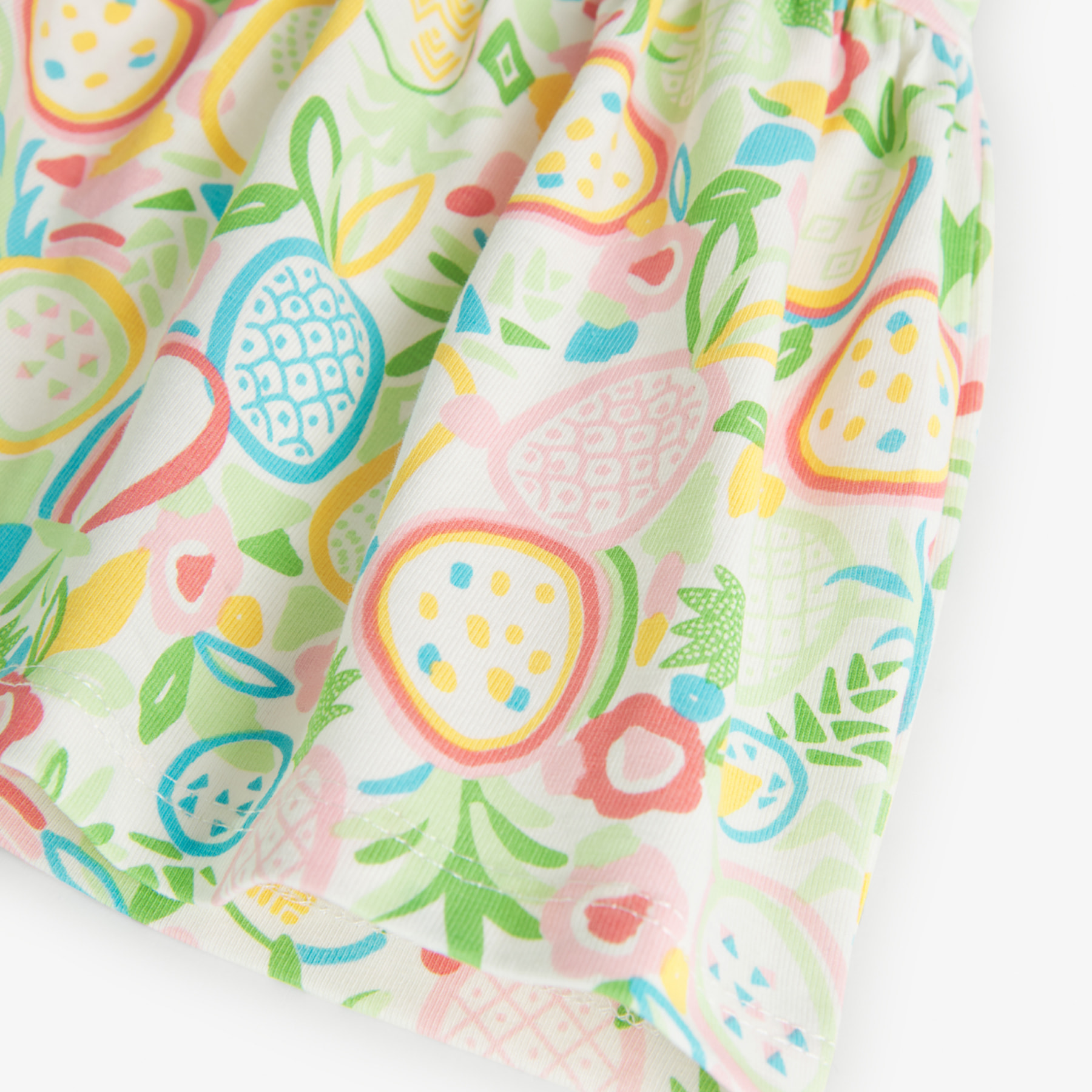 Vestido elÃ¡stico niÃ±a, algodÃ³n estampado, verde
