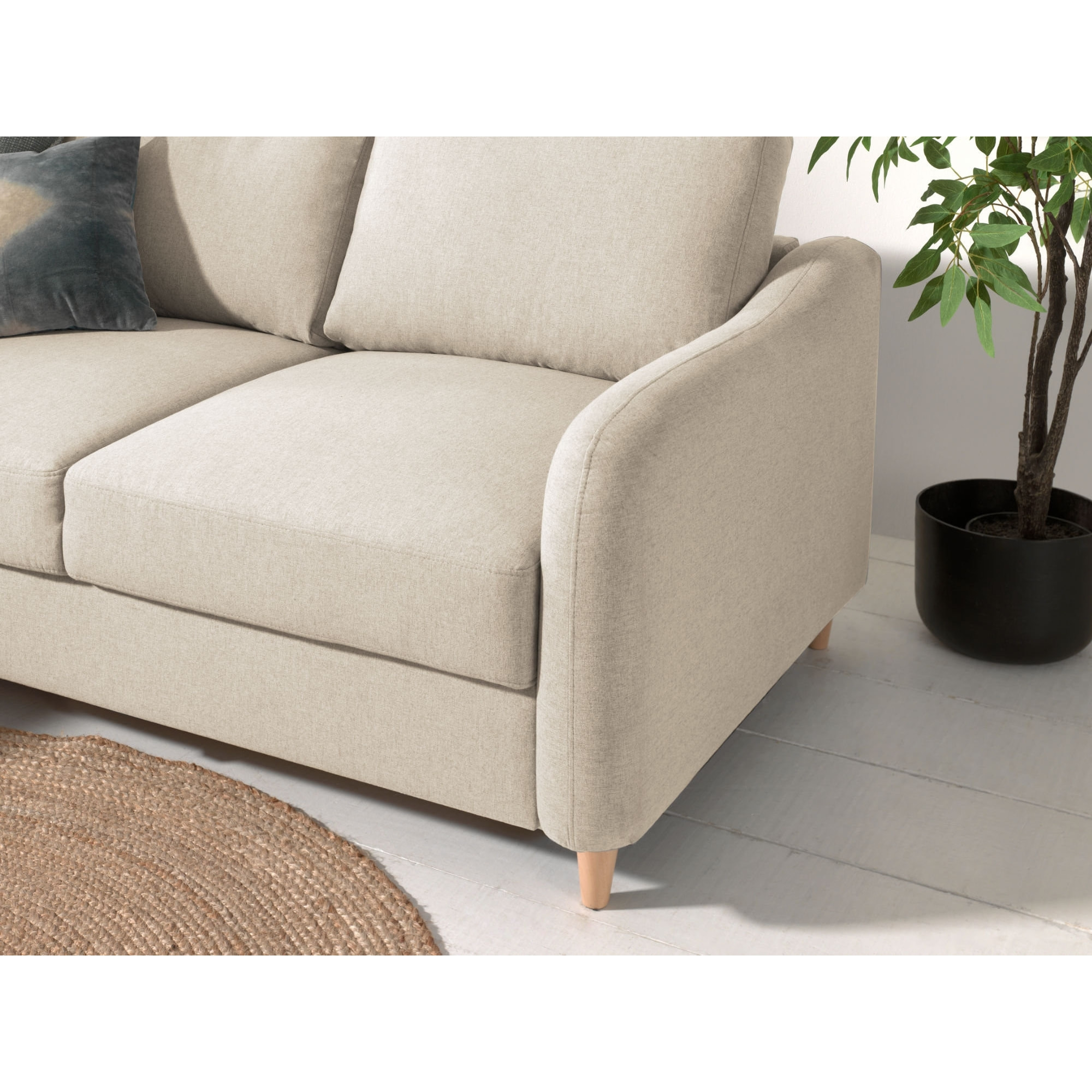 Will - canapé d'angle gauche - convertible - 5 places - en tissu - Beige