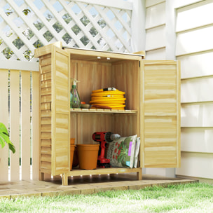 Armoire de jardin bois 2 portes étagère espace rempotage acier galvanisé