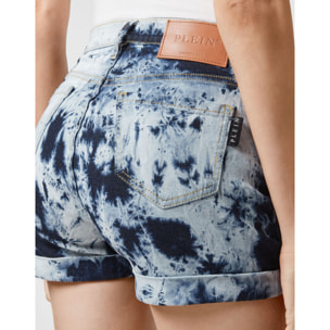 PHILIPP PLEIN Denim High waist Hot pants Bleached