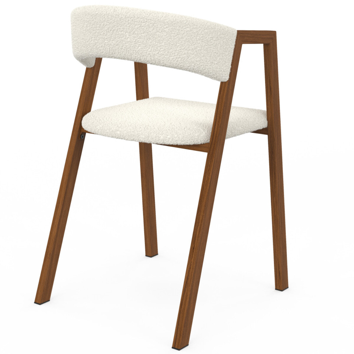 Chaises Enola avec accoudoirs bouclette pieds effet noyer - lot de 6