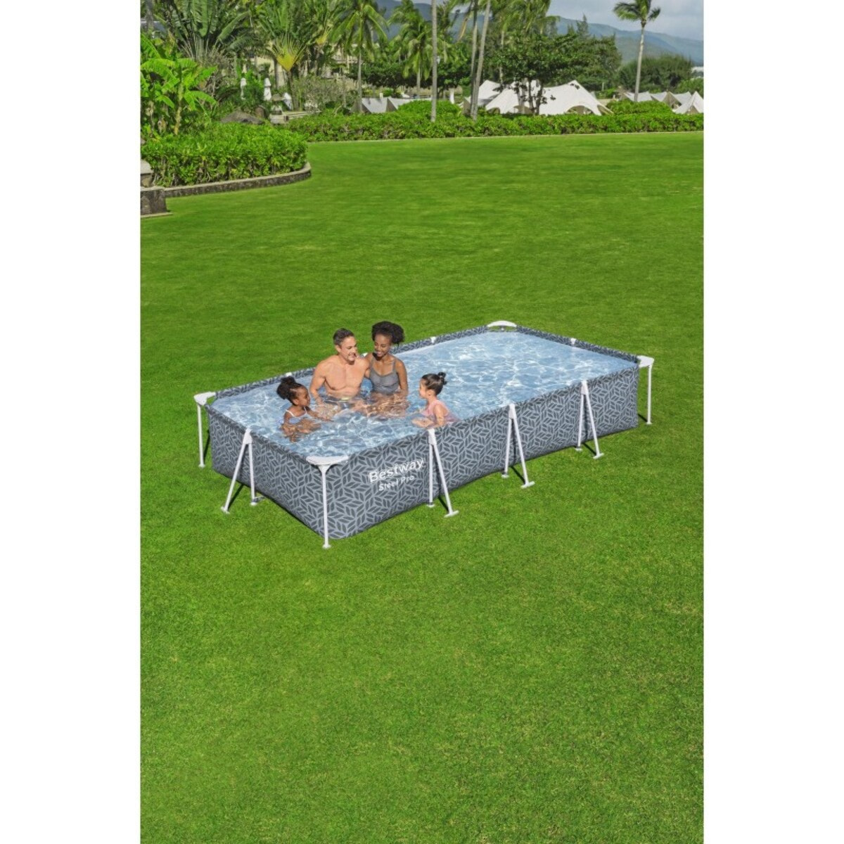 Bestway Piscine hors sol tubulaire rectangulaire Bestway Steel Pro 366 x 201 x 66 cm décor graphique