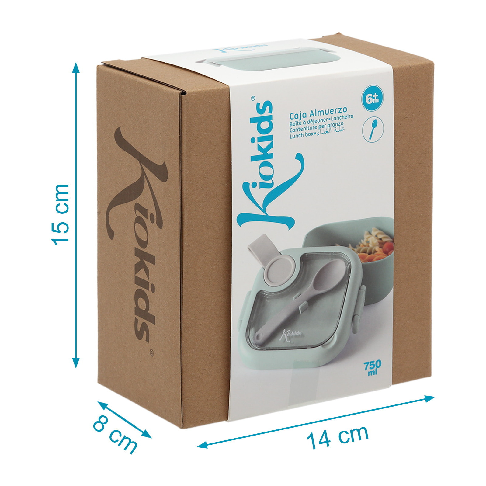 CAJA ALMUERZO SAGE CON CUCHARA GRIS