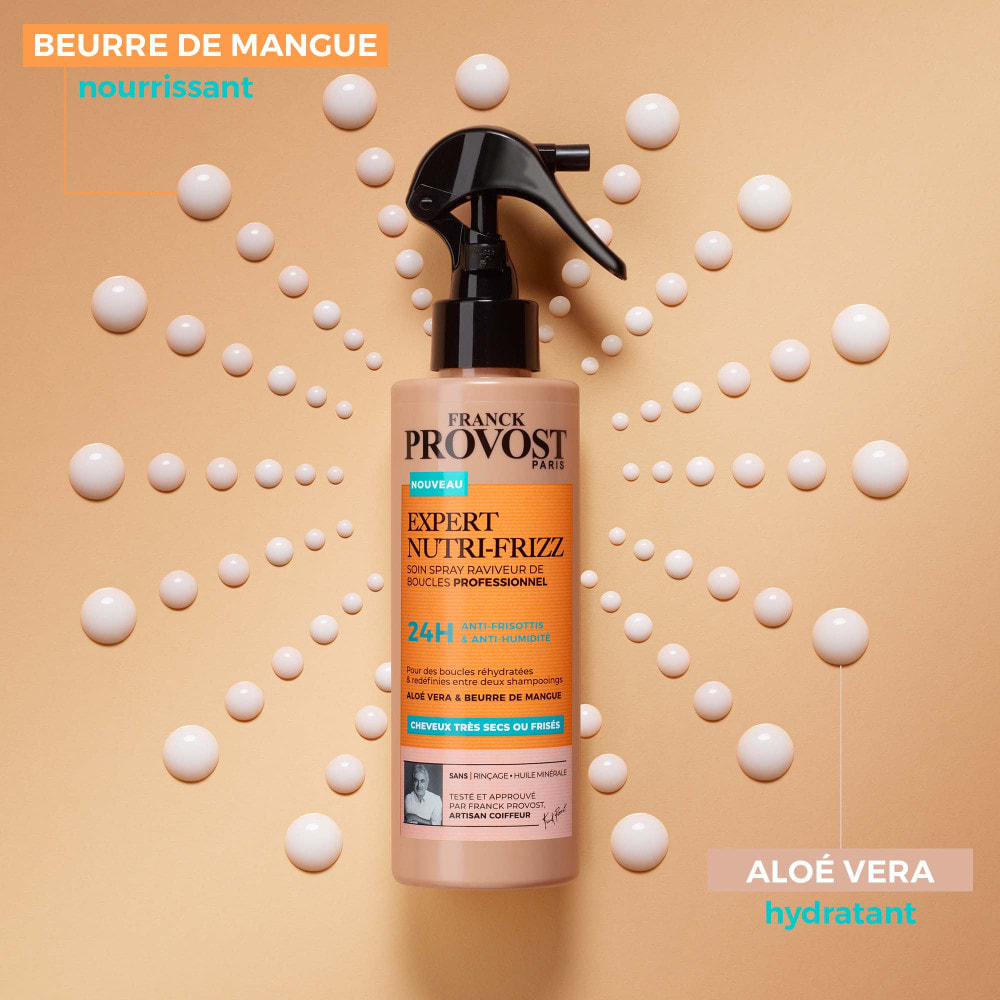 Franck Provost Expert Nutri-Frizz Soin Spray Raviveur des Boucles Sans Rinçage Cheveux Très Secs ou Frisés 190ml