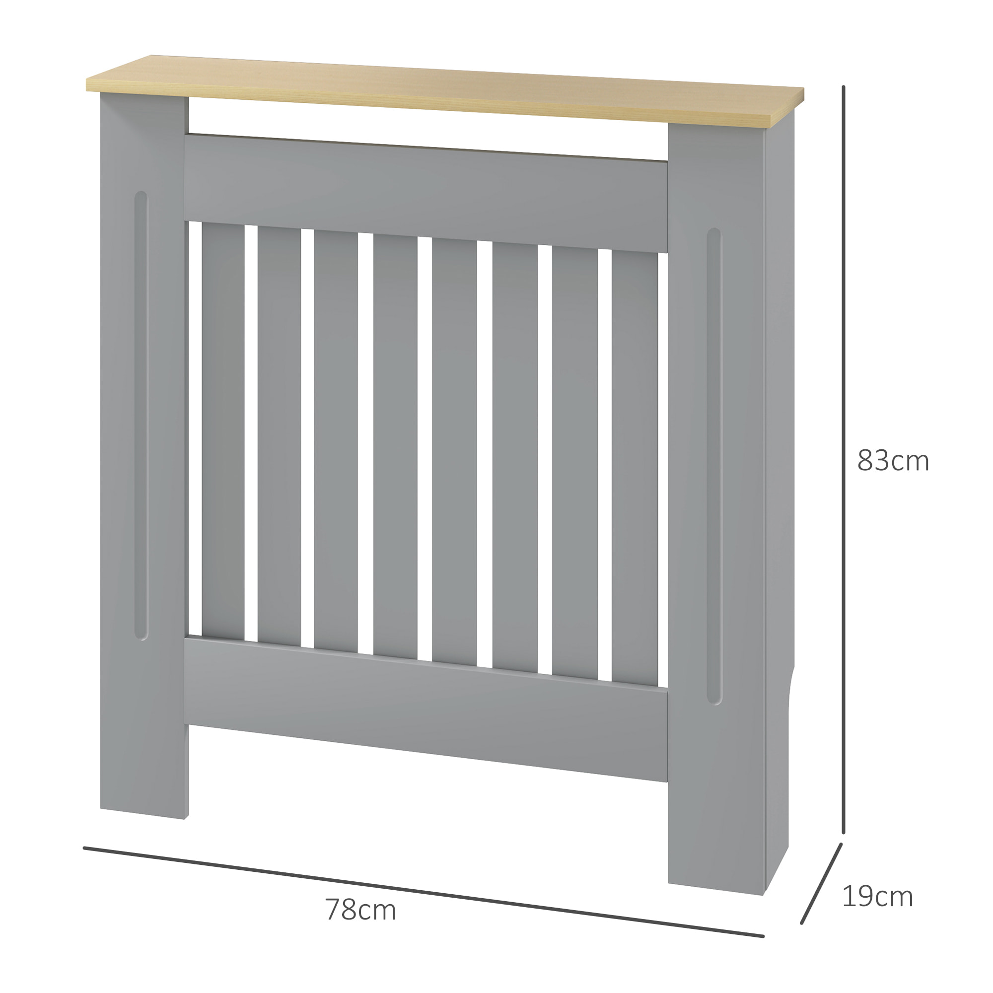 Cubre Radiadores Cubreradiador de MDF Cubierta para Radiador para Salón Dormitorio Pasillo 78x19x83 cm Gris y Roble