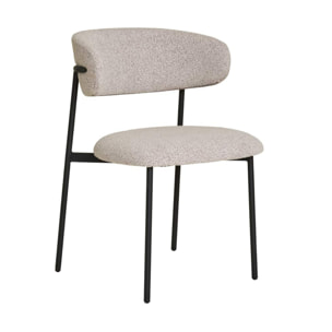 Erica - lot de 2 chaises en tissu bouclette - pieds en acier - Beige