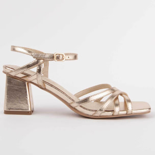 Sandalia De Tacón - Dorado - Altura: 6 Cm