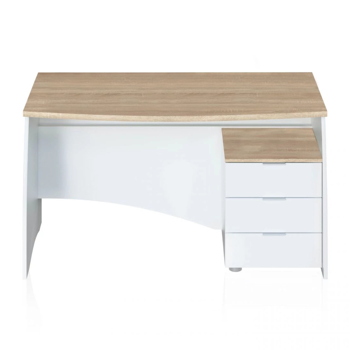 Mesa de escritorio Elan 3 cajones Blanco Artik (Blanco Mate) - Roble Canadian