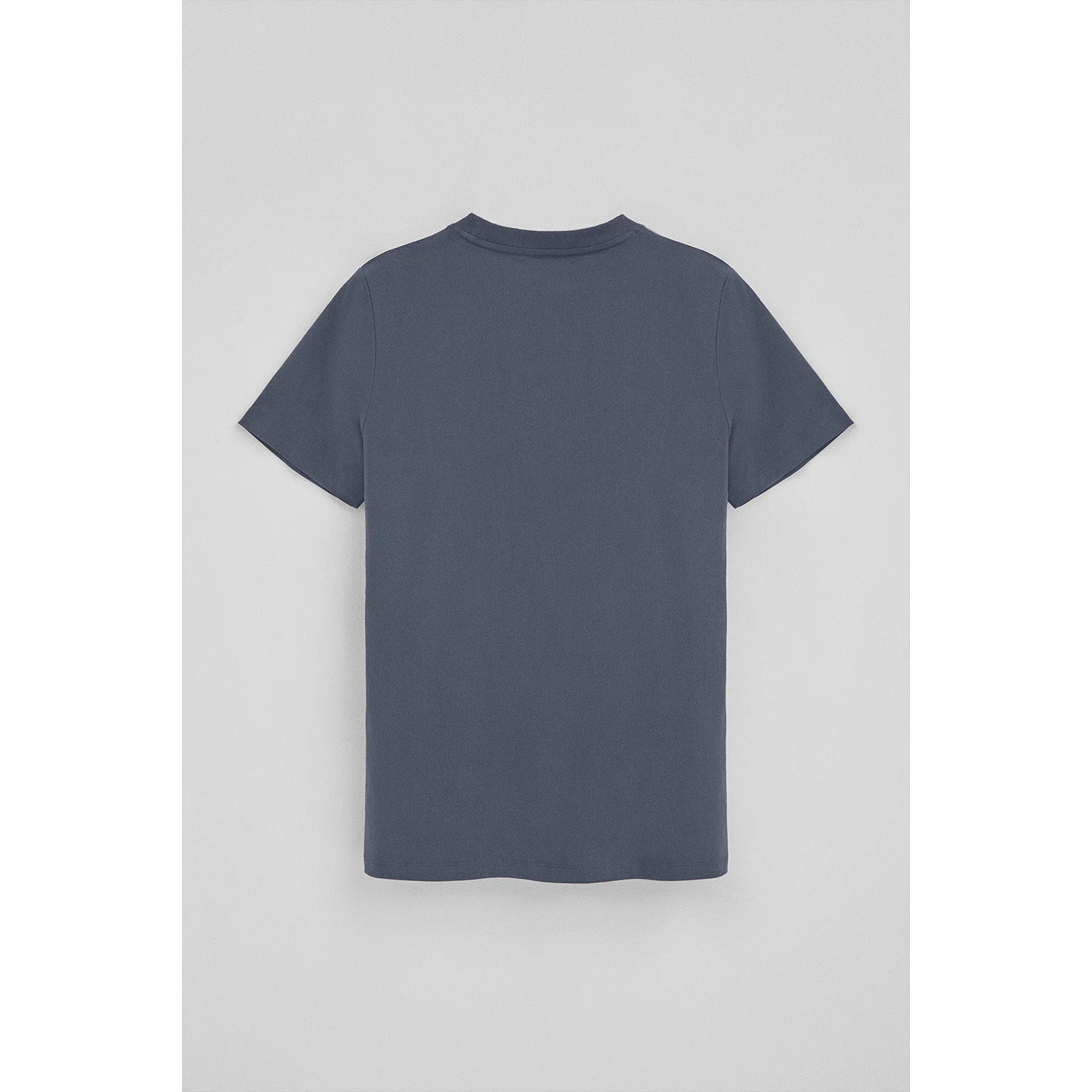 Maglietta blu denim a girocollo e ricamo Rigby Go