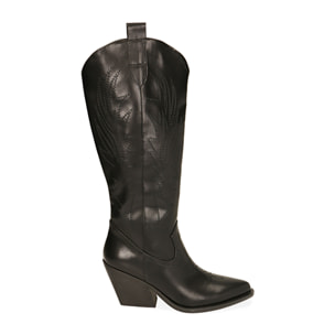 Botas tejanas negras, tacón de 8 cm