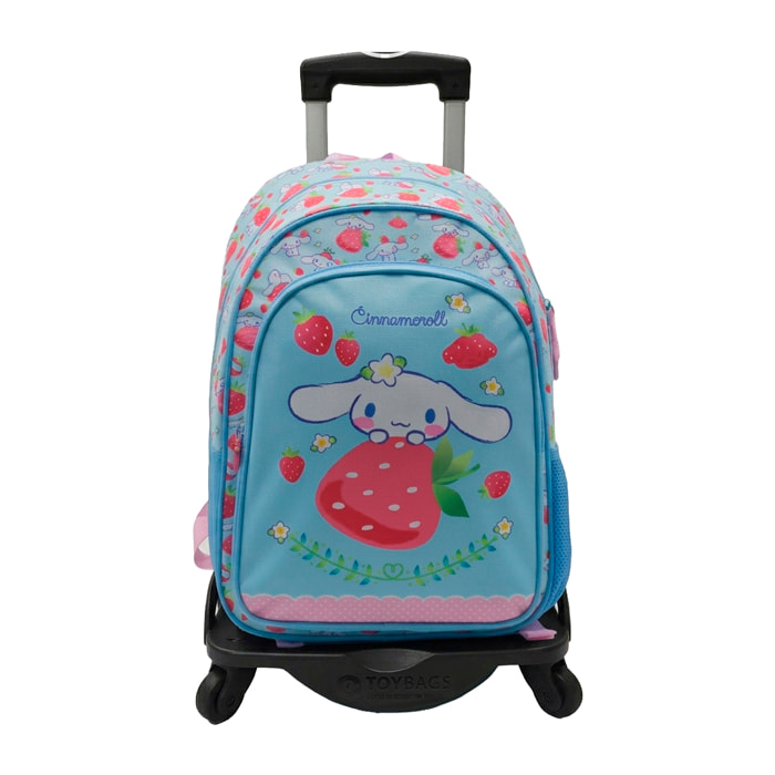 Zaino Primaria Cinnamoroll doppio scomparto + carrello con protezione laterale e stoper frontale, 4 ruote multidirezionali.