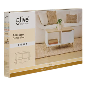 Table basse Luma rectangulaire 48x90cm blanc