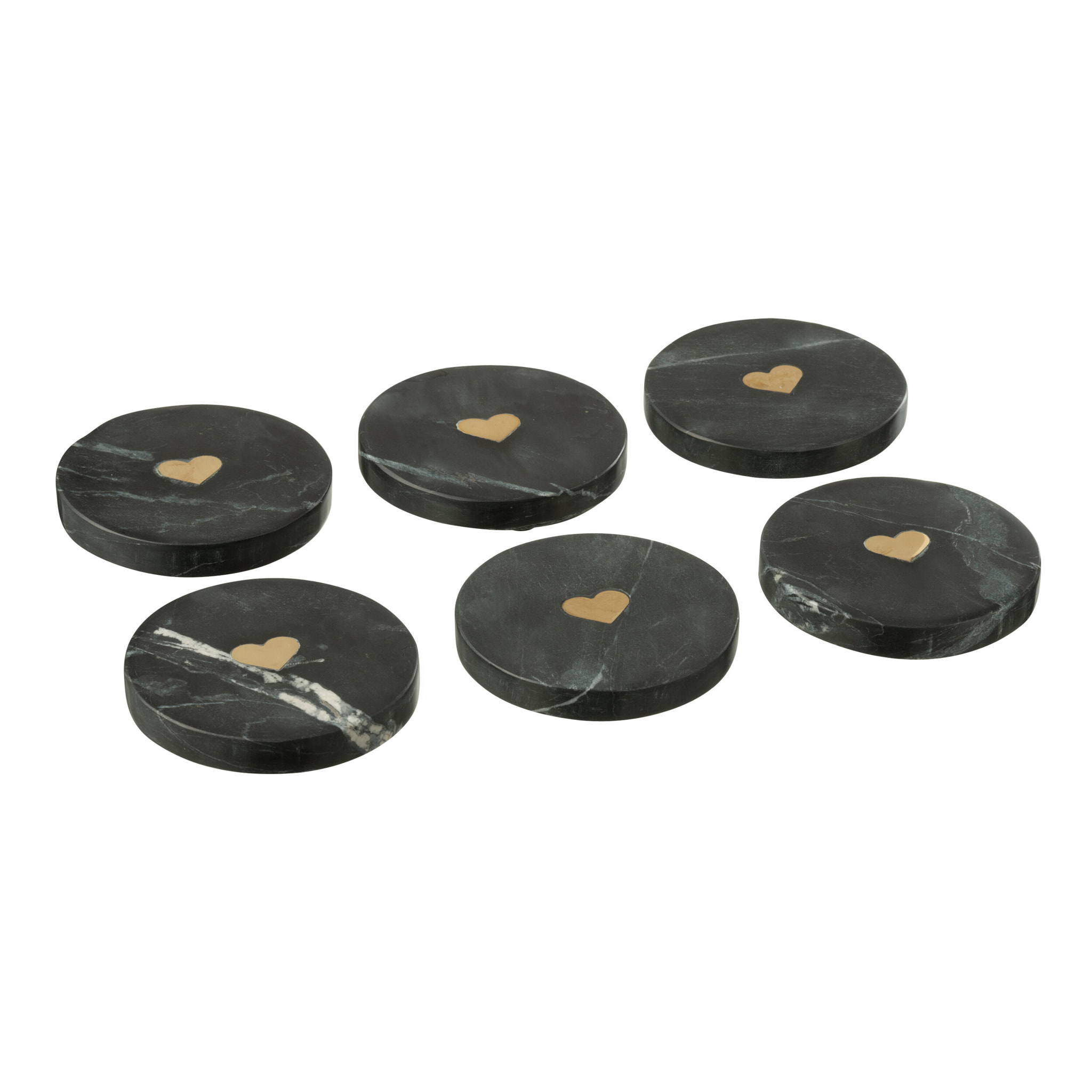 J-Line dessous de verre - verre - noir/or - boite de 6