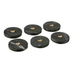 J-Line dessous de verre - verre - noir/or - boite de 6