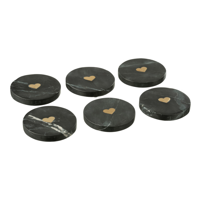J-Line dessous de verre - verre - noir/or - boite de 6