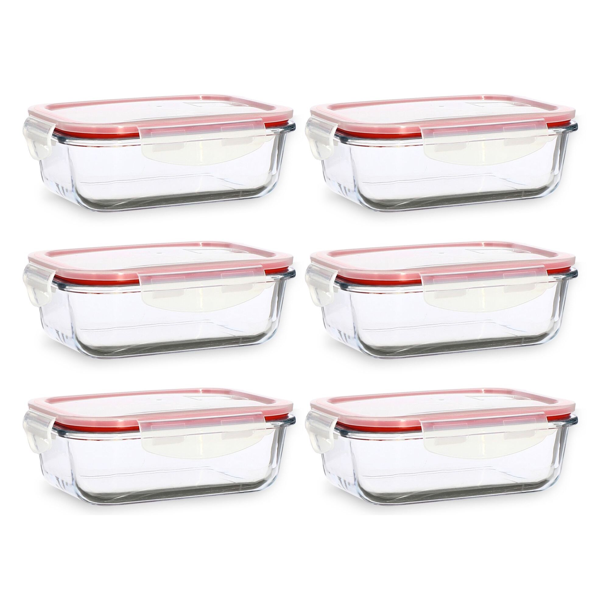 Lot de 6 boîtes hermétiques 630ml en verre  CLEMENTINE