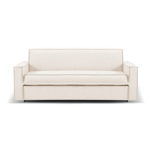 Canapé convertible "Olympe" 4 places en tissu structurel beige clair