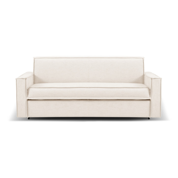 Canapé convertible "Olympe" 4 places en tissu structurel beige clair