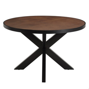 BASILE - Table à manger 120x120 effet pierre couleur marron