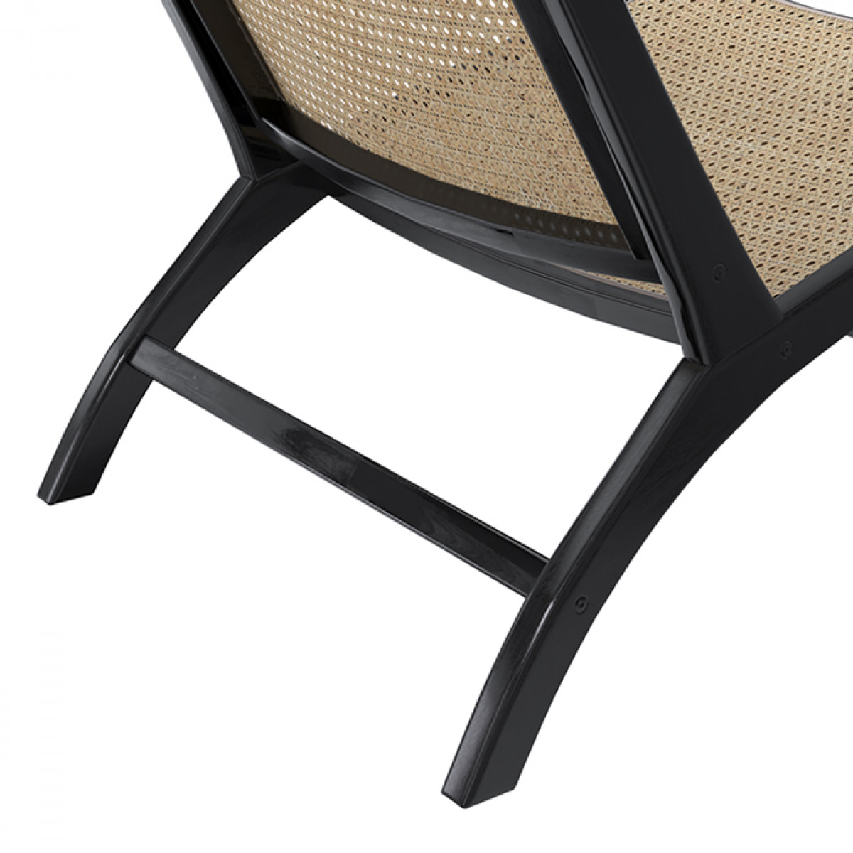 Fauteuil en teck noir et tressage cannage en rotin - Kilka