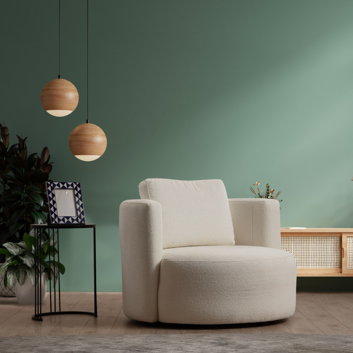NAISI - Fauteuil bouclettes couleur crème