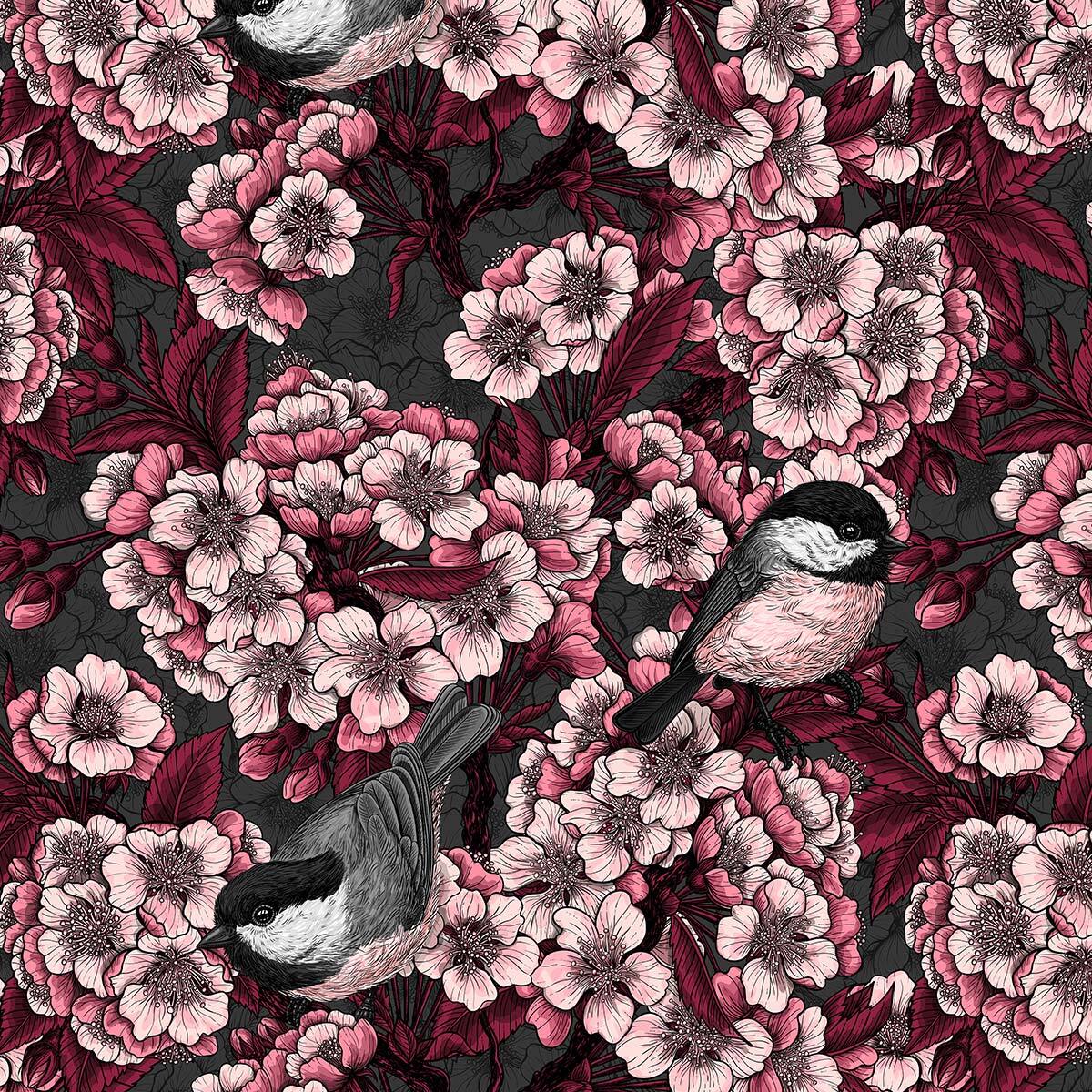 Papier peint jardin de cerisiers Intissé