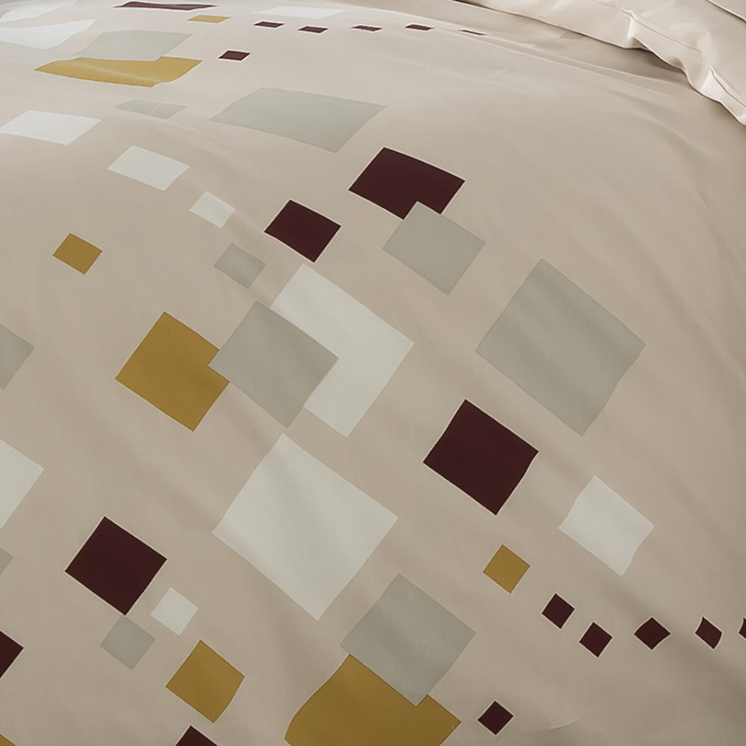Parure de couette 100% coton motif losange - beige