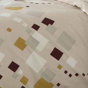 Parure de couette 100% coton motif losange - beige