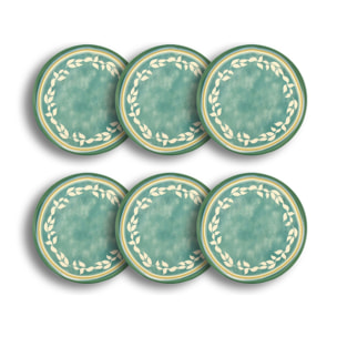 Lot de 6 assiettes plates en faïence verte 27,5cm CAPRIA
