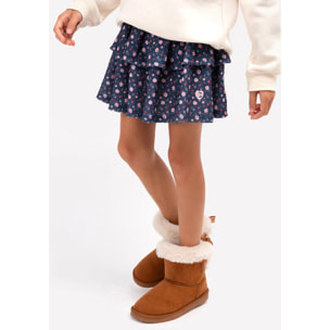 Falda niña estampado flores azul marino