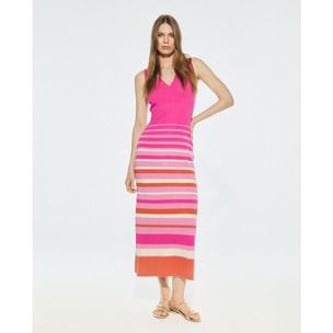 Abito Midi a Righe in Maglia
