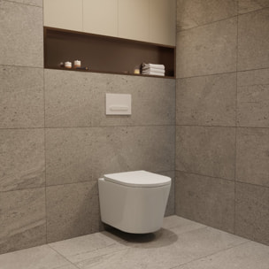 Vortex rimless WC suspendu 53,5 cm sans bride avec abattant SoftClose, effet Vortex, blanc brillant (CE142010RTORP)